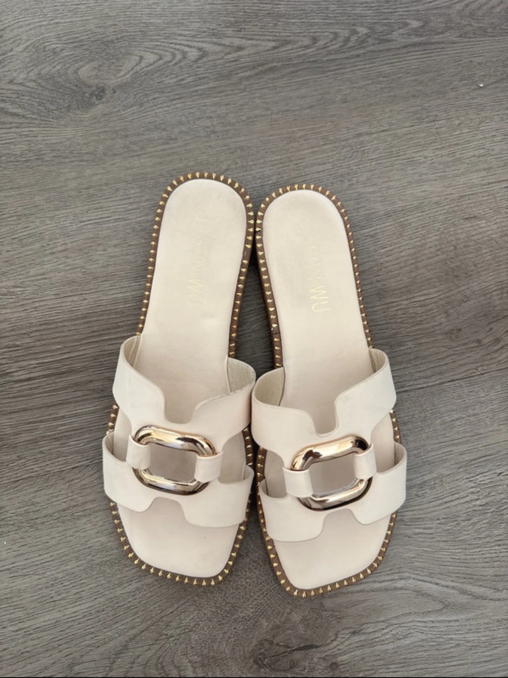 Cream Slide Sandals